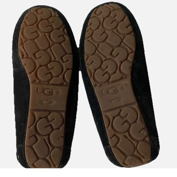 UGG Alena Black Sheepskin Suede Moccasin Slippers Women's US Sz 9 - Picture 7 of 9